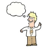 cartoon man with good idea thought bubble N17