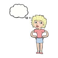 cartoon woman with hands on hips thought bubble N194