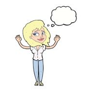 cartoon woman giving up with thought bubble N9