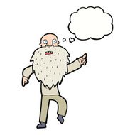 cartoon stressed old man with thought bubble N17