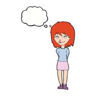 cartoon happy woman with thought bubble N226