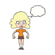 cartoon pretty woman with thought bubble N242