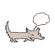 cartoon little wolf with thought bubble N20