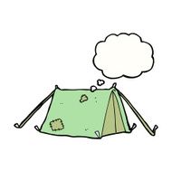 cartoon traditional tent with thought bubble