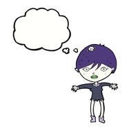 cartoon vampire girl with thought bubble N196