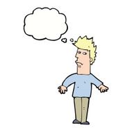 cartoon worried man with thought bubble N83