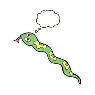 cartoon hissing snake with thought bubble N17
