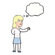 cartoon woman explaining with thought bubble N45