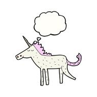 cartoon unicorn with thought bubble N36