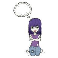 cartoon vampire girl with thought bubble N197