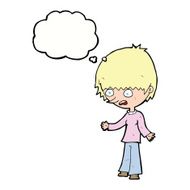 cartoon stressed out woman with thought bubble N18