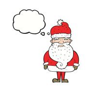 cartoon grumpy santa claus with thought bubble N6