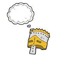 cartoon king's armor with thought bubble