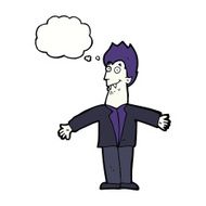 cartoon vampire man with thought bubble N105