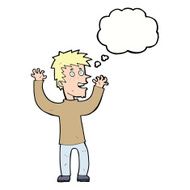 cartoon excited man with thought bubble N60