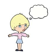 cartoon woman with open arms thought bubble N90