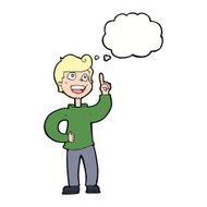 cartoon boy with great idea thought bubble N9
