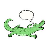 cartoon crocodile with thought bubble N36