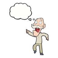 cartoon frightened old man with thought bubble N31