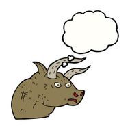 cartoon angry bull head with thought bubble N9