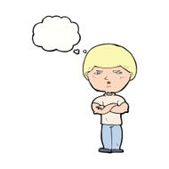 cartoon grumpy man with thought bubble N18