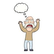 cartoon angry old man with thought bubble N125