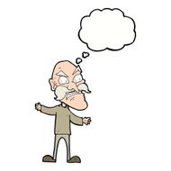 cartoon angry old man with thought bubble N126