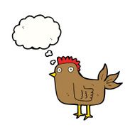 cartoon hen with thought bubble N7