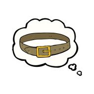 cartoon leather belt with thought bubble