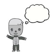 cartoon robot with thought bubble N153