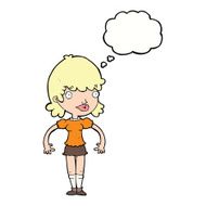 cartoon happy woman with thought bubble N227