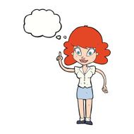 cartoon happy woman with idea thought bubble N9