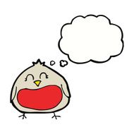 funny cartoon christmas robin with thought bubble N3