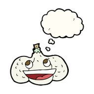 cartoon garlic with thought bubble N2