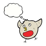 funny cartoon christmas robin with thought bubble N4