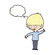 cartoon boy with question thought bubble N17