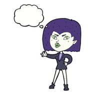 cartoon vampire girl with thought bubble N198