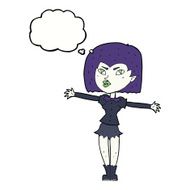 cartoon vampire girl with thought bubble N199