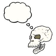 cartoon spooky skull with thought bubble N133