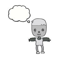 cartoon robot with thought bubble N154