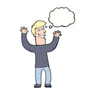 cartoon excited man with thought bubble N62