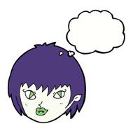 cartoon vampire girl face with thought bubble N9