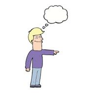 cartoon man pointing with thought bubble N171