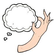 cartoon hand symbol with thought bubble N2