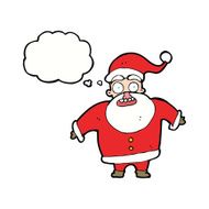cartoon shocked santa claus with thought bubble N9