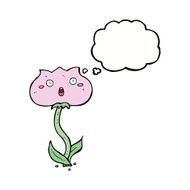 cartoon shocked flower with thought bubble N9