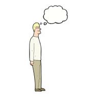 cartoon tall man with thought bubble N8