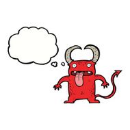 cartoon little devil with thought bubble N16