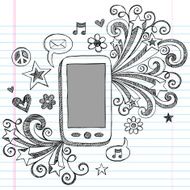 Mobile Cell Phone PDA Sketchy Doodle Vector Design N2