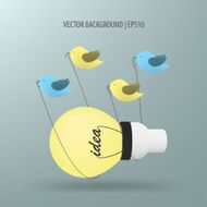 Four birds carrying a bulb light idea